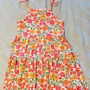 btween Floral Kids Dress - Pink and Orange